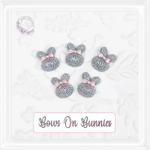 ⋅ Bows On Bunnies ⋅ Flat Back Cabochon Resin Embellishments ⋅ 5 pieces ⋅