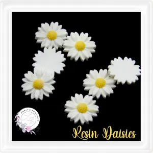 ⋅ White Daisy Flatback Resin Embellishments ⋅ 5 pieces ⋅