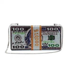 100 Dollar Unique Rhinestone Clutch Evening Bag