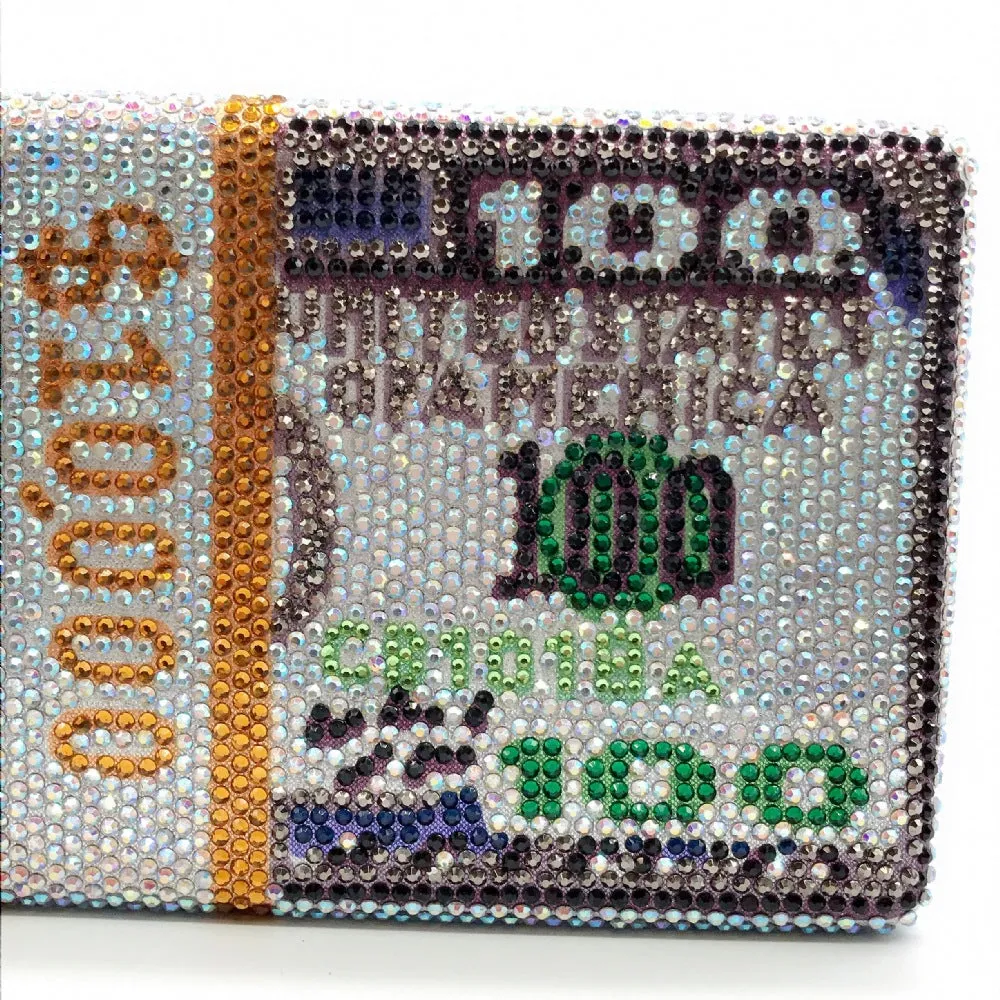 100 Dollar Unique Rhinestone Clutch Evening Bag