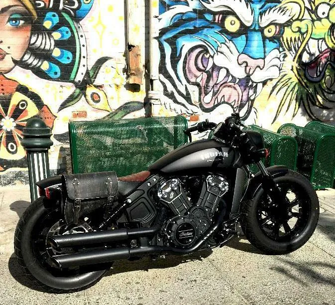 2018-2024 Indian Scout Bobber Saddle Bag With Mounting Hardware Black Dist Leather