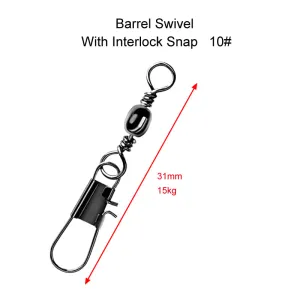 50 x Barrel Swivels InterlockSnap Size 10# Fishing Tackle