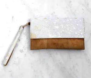 Alana Speckled Metallic Hide Wristlet