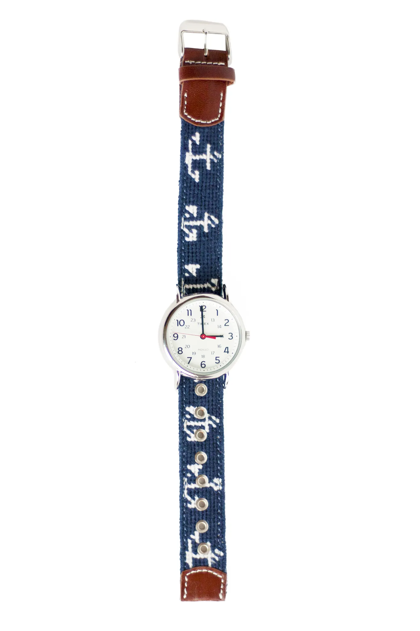 Anchor Needlepoint Watch Strap and Timex Watch Face