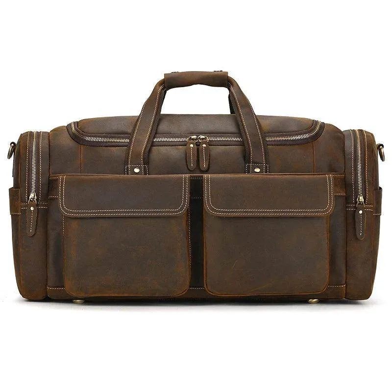 Big Capacity Leather Baggage Bag for Men Travel Weekender