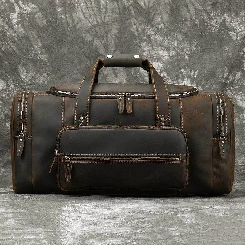Big Capacity Leather Baggage Bag for Men Travel Weekender