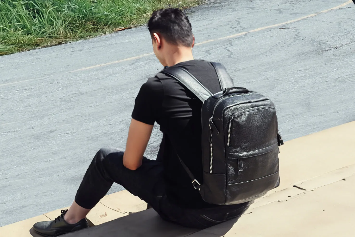 Black Leather Bookbag | Death Valley