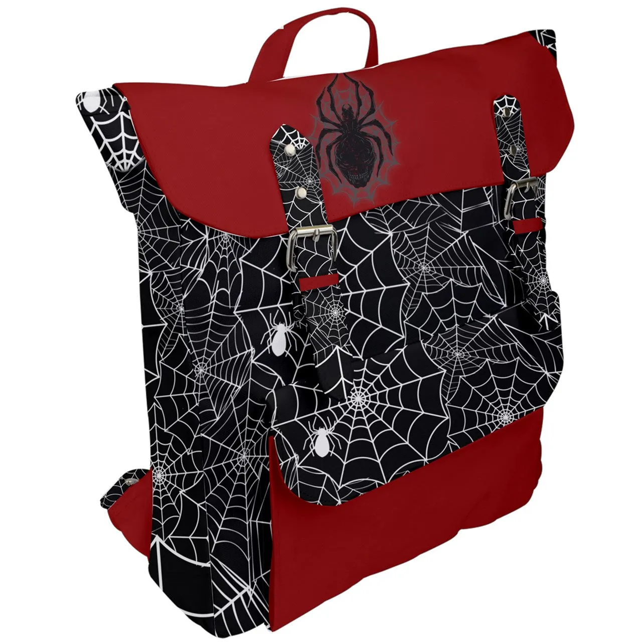 Black Web Complex Red Buckle Up Backpack