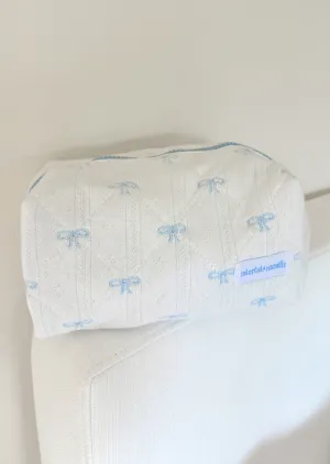 Blue Bows Large Embroidered Makeup Bag