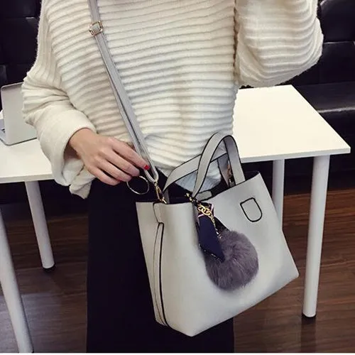 Bolish Litchi Pattern Soft PU Leather Women Handbag Two Pieces Female Shoulder Bag Girls Messenger bag Casual Women Bag
