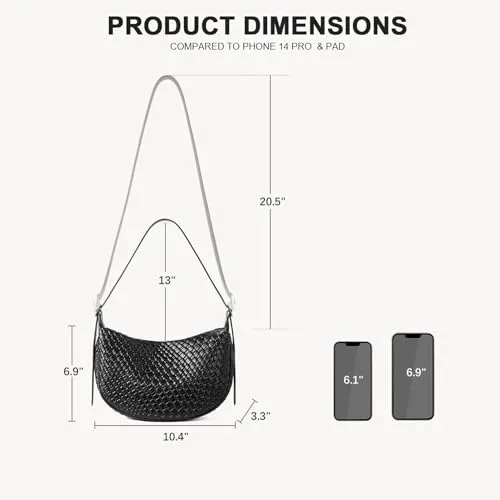 BOSTANTEN Purses for Women Small Crossbody Bags Crescent Shoulder Bag Hobo Handbag with Adjustable Strap, Black