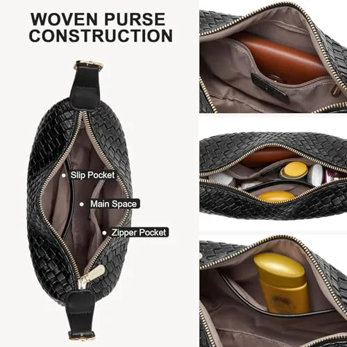 BOSTANTEN Purses for Women Small Crossbody Bags Crescent Shoulder Bag Hobo Handbag with Adjustable Strap, Black