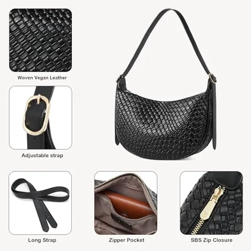BOSTANTEN Purses for Women Small Crossbody Bags Crescent Shoulder Bag Hobo Handbag with Adjustable Strap, Black