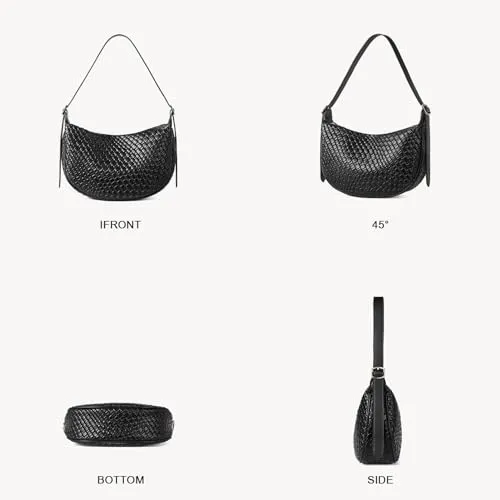 BOSTANTEN Purses for Women Small Crossbody Bags Crescent Shoulder Bag Hobo Handbag with Adjustable Strap, Black