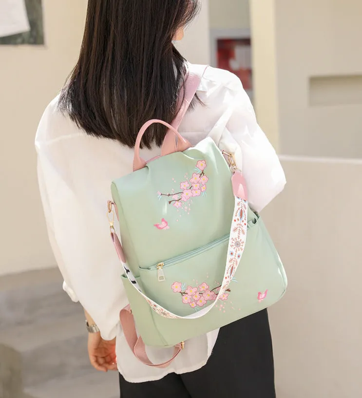BP773 - Floral Green Canvas Backpack