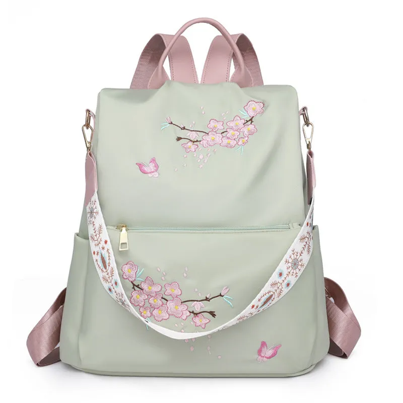 BP773 - Floral Green Canvas Backpack
