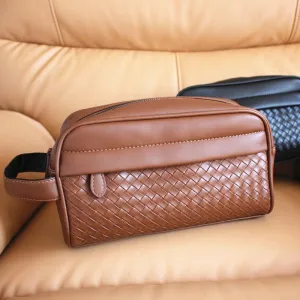 Braided Textured-leather Clutch