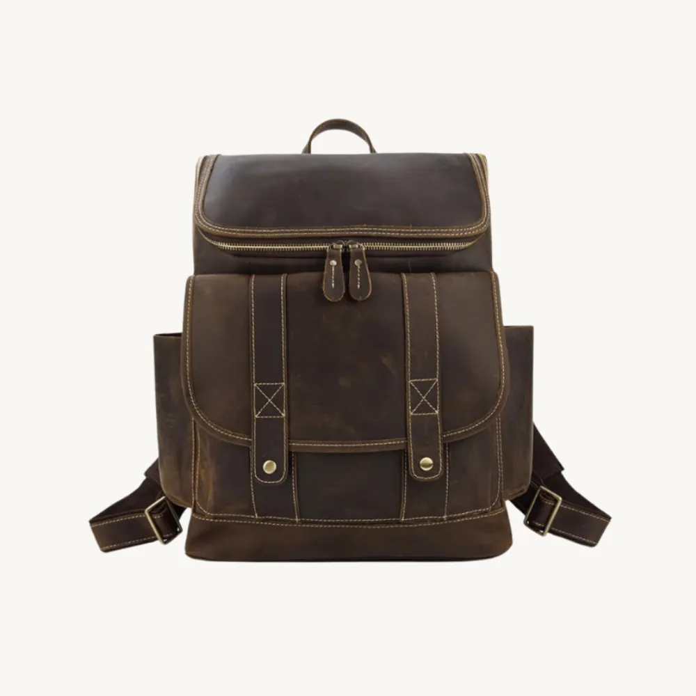 ﻿Brown Dapper Voyage Leather Backpack
