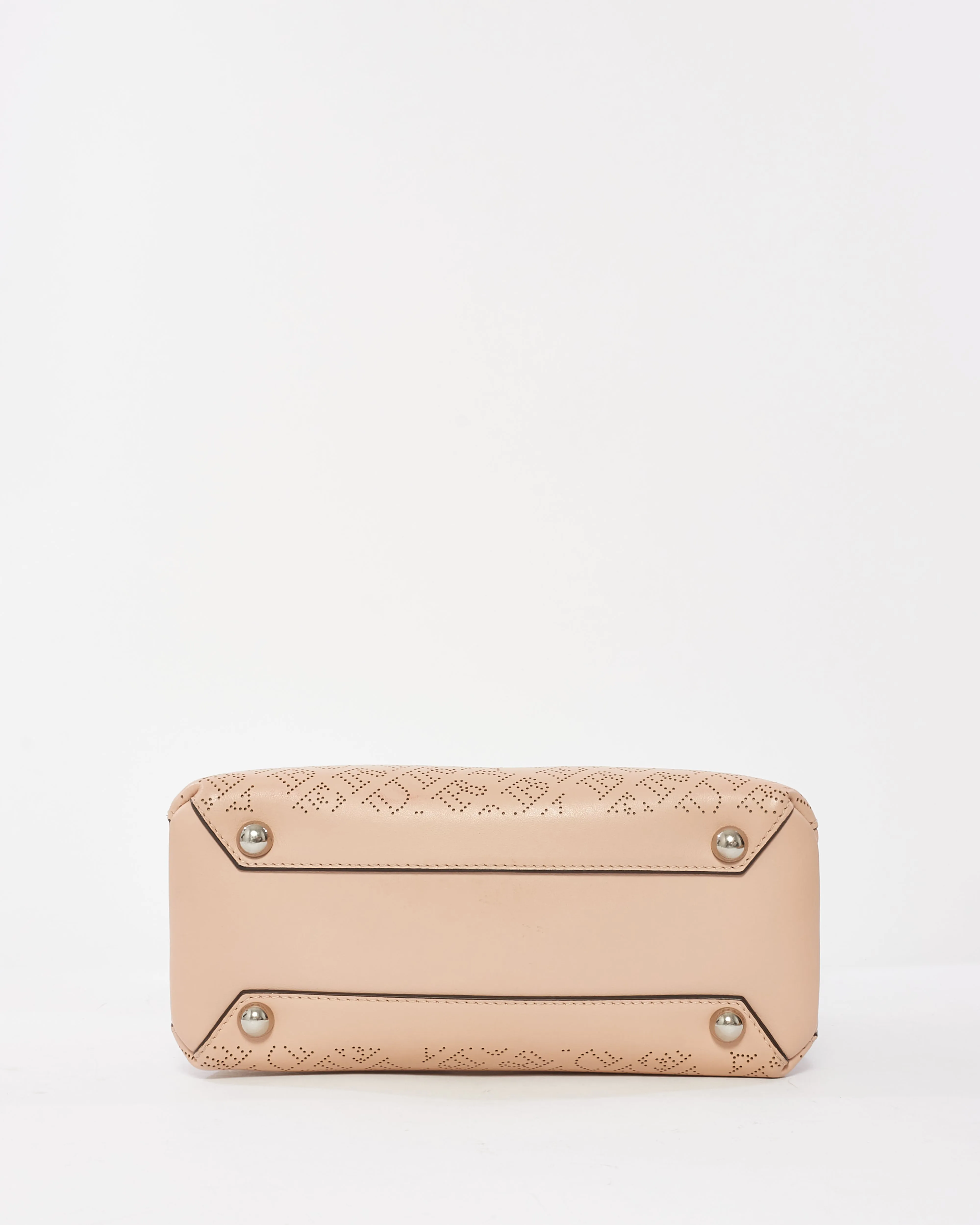 Burberry Pink Perforated Leather Logo Small Banner Tote