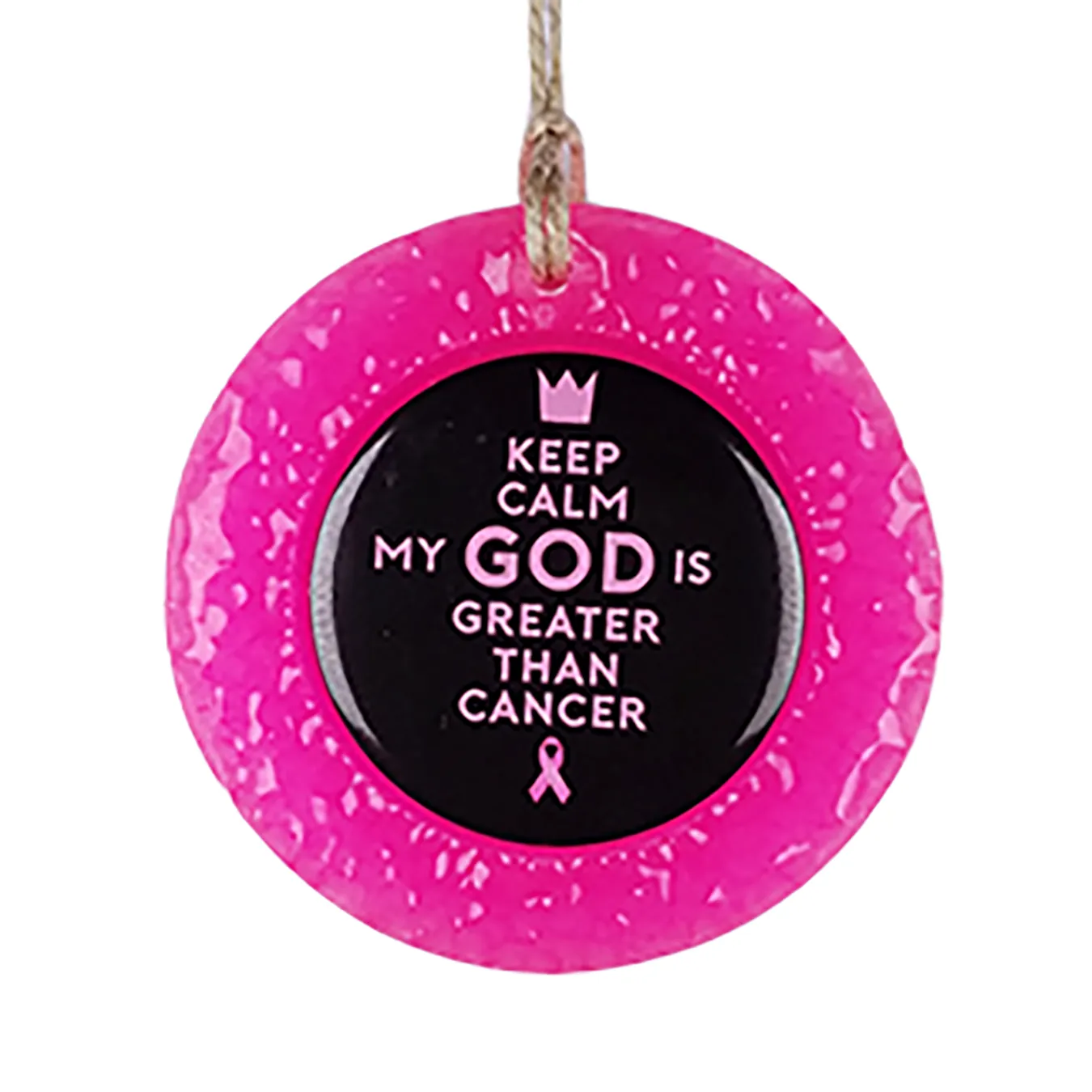 Button  - Keep Calm My GOD Is Greater Than Cancer Aroma Bead Air Freshener