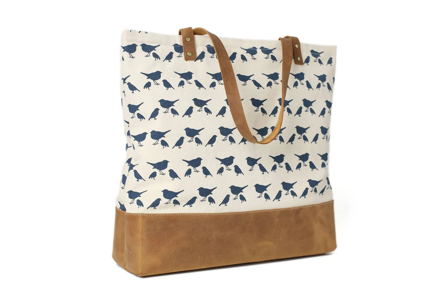 Canvas Tote Bags With Leather Trimming, Shopper Bags, Ladies Handbags