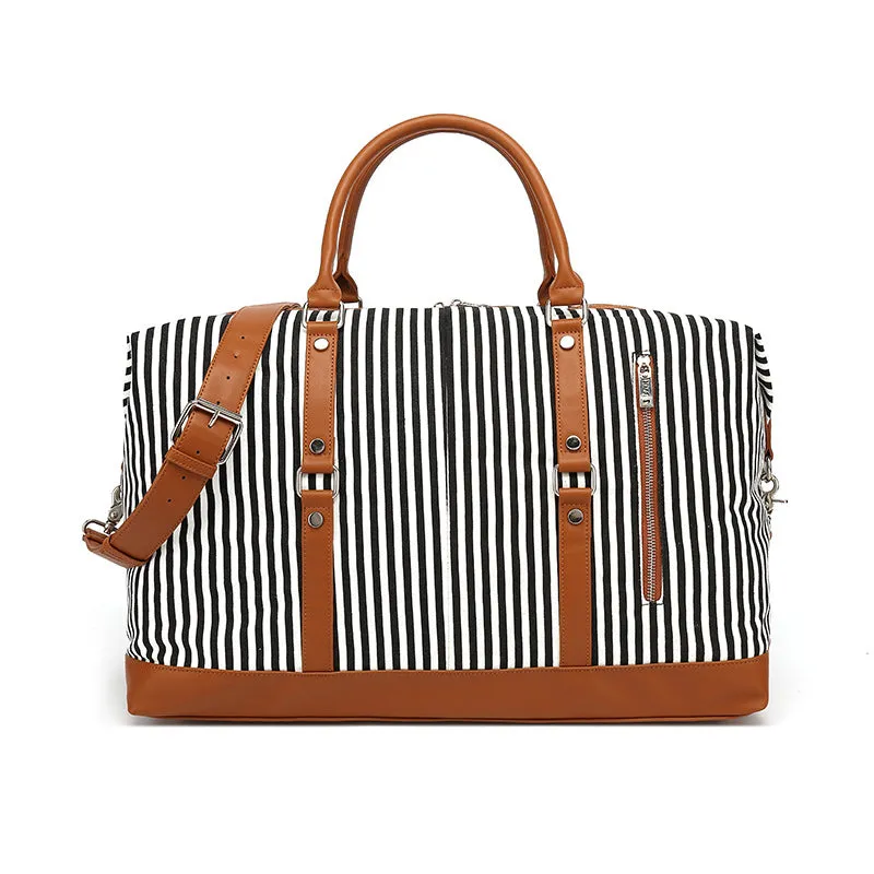 Canvas Tote Travel Bags Canvas Leather Shoulder Bag Unisex Canvas Overnight Bag Weekender Bags Gift Idea