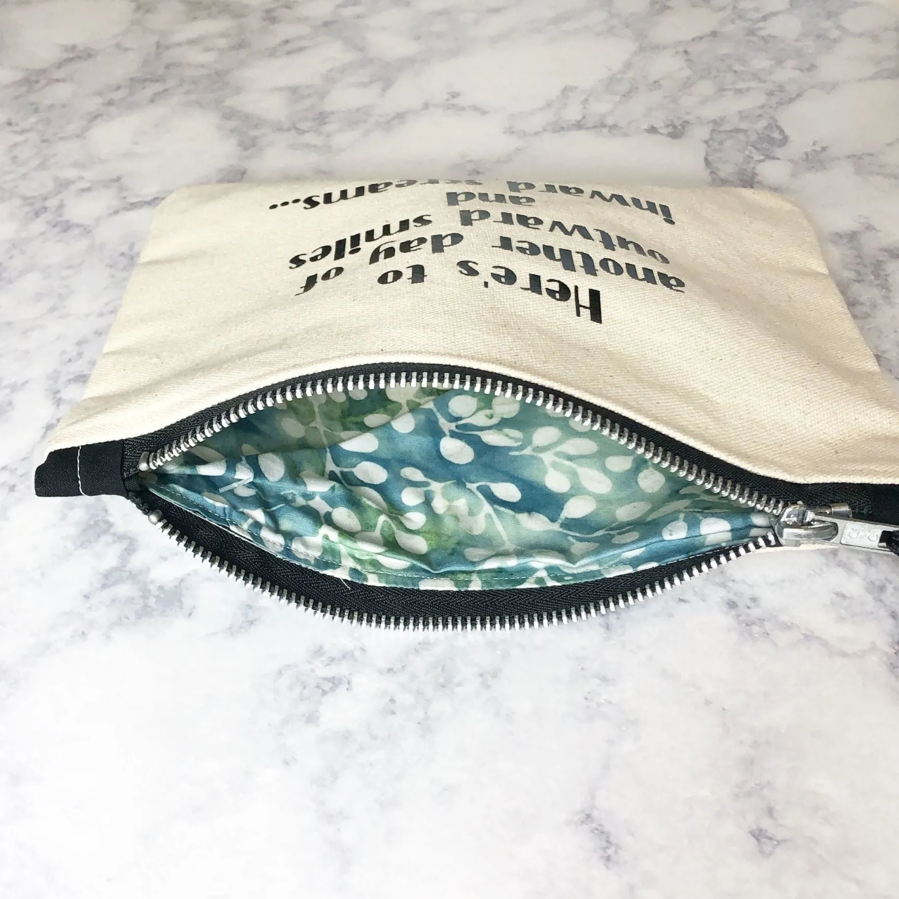 Canvas zip bag painted small - I do unintentional stunts