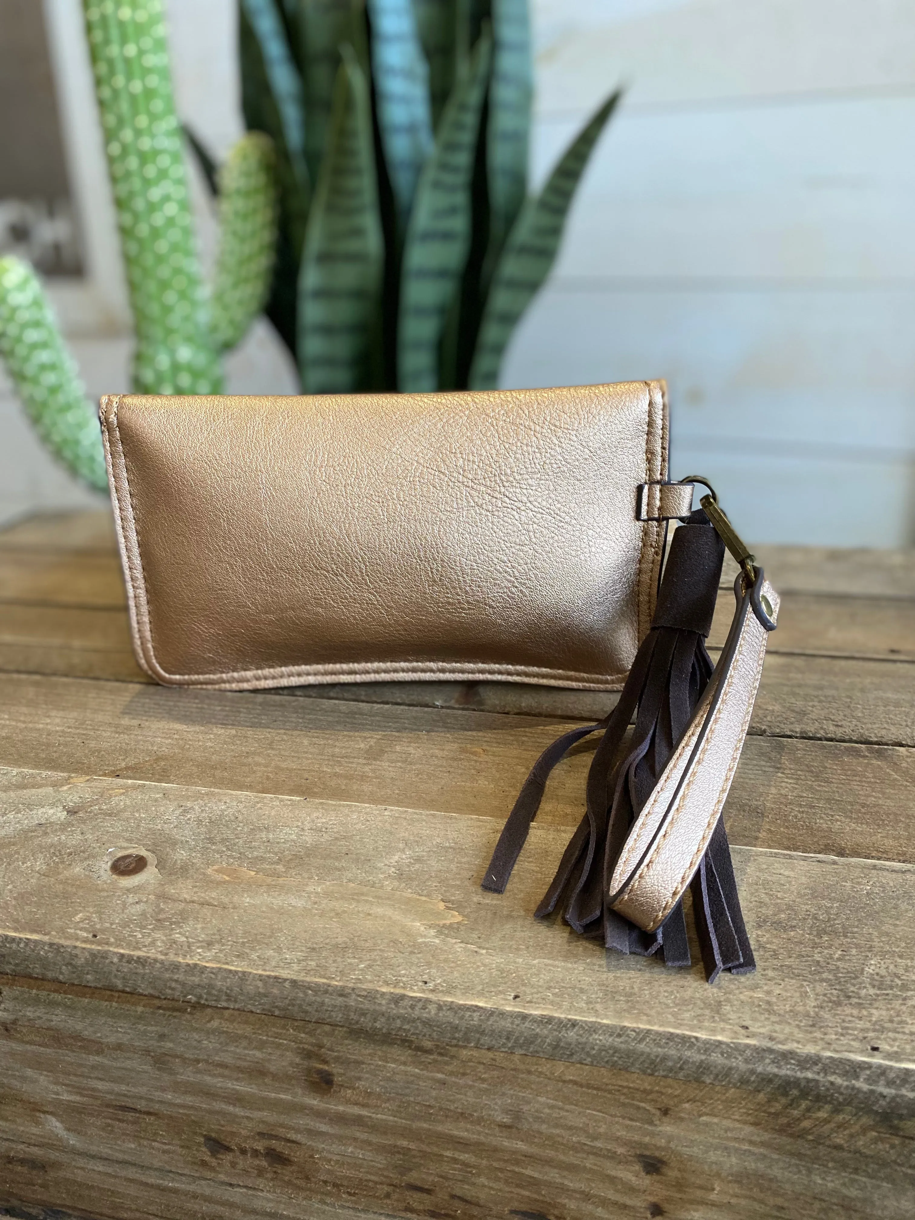 Catchfly Clutch Wristlet with Rose Gold