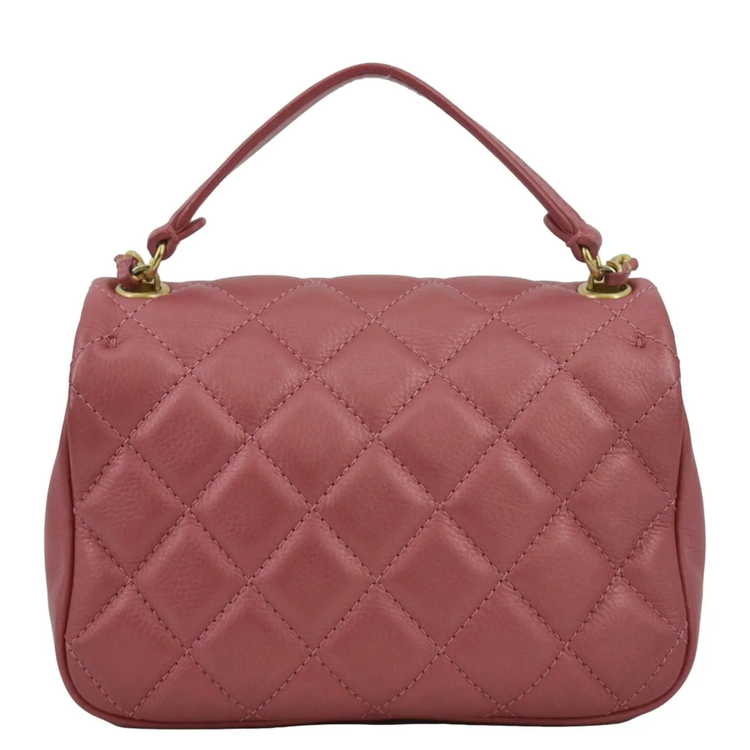 CHANEL Front Pocket Quilted Leather Crossbody Bag Pink