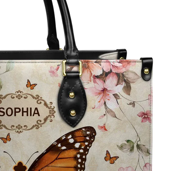 Christianartbag Handbags, Way Maker Miracle Worker Vintage Butterfly Flower Leather Bags, Personalized Bags, Gifts for Women, Christmas Gift, CABLTB03140823.