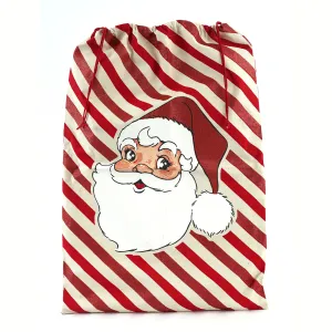 Christmas Retro Santa Face Canvas Drawstring Bag 24" X 36"