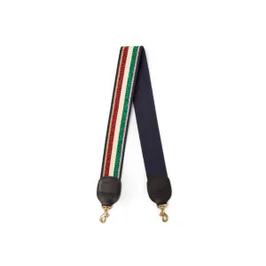 Clare V. - Shoulder Strap in Green & Red Lurex Striped Webbing