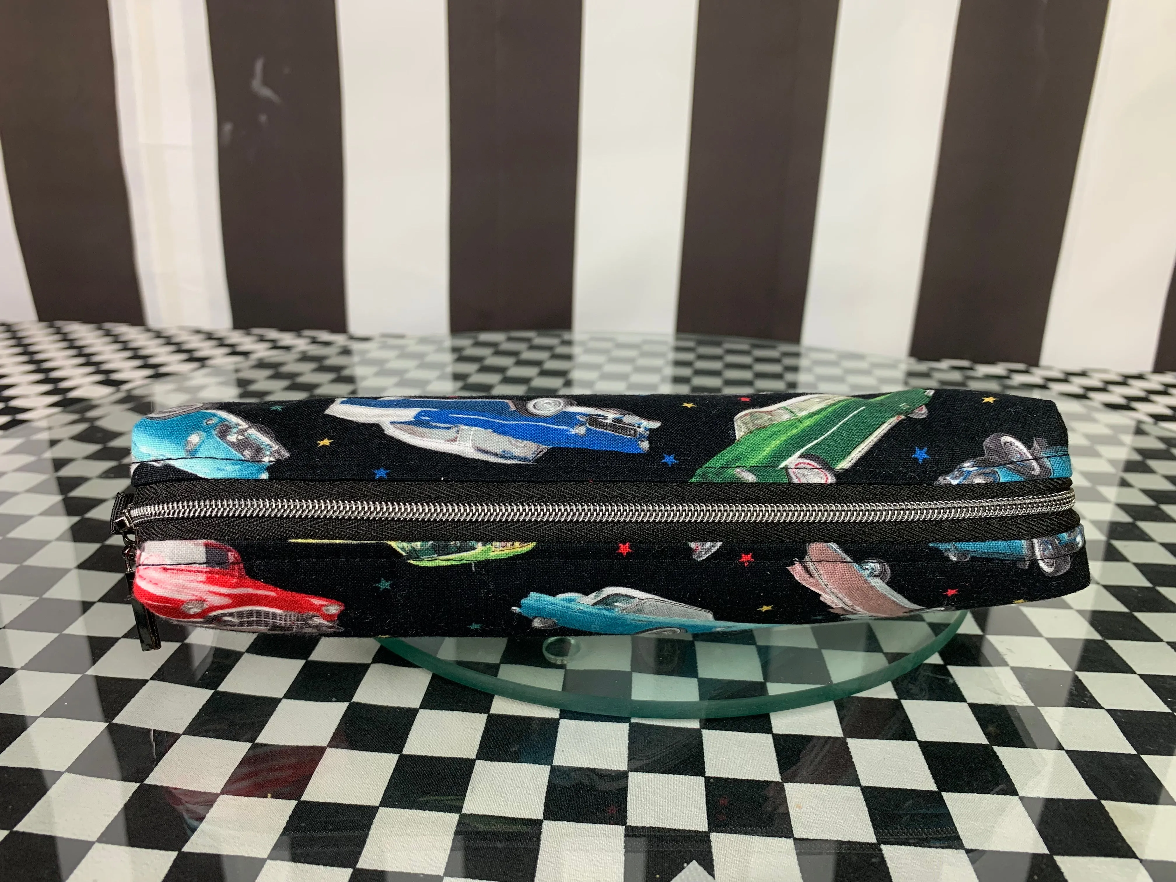 Classic cars and stars boxy pencil case