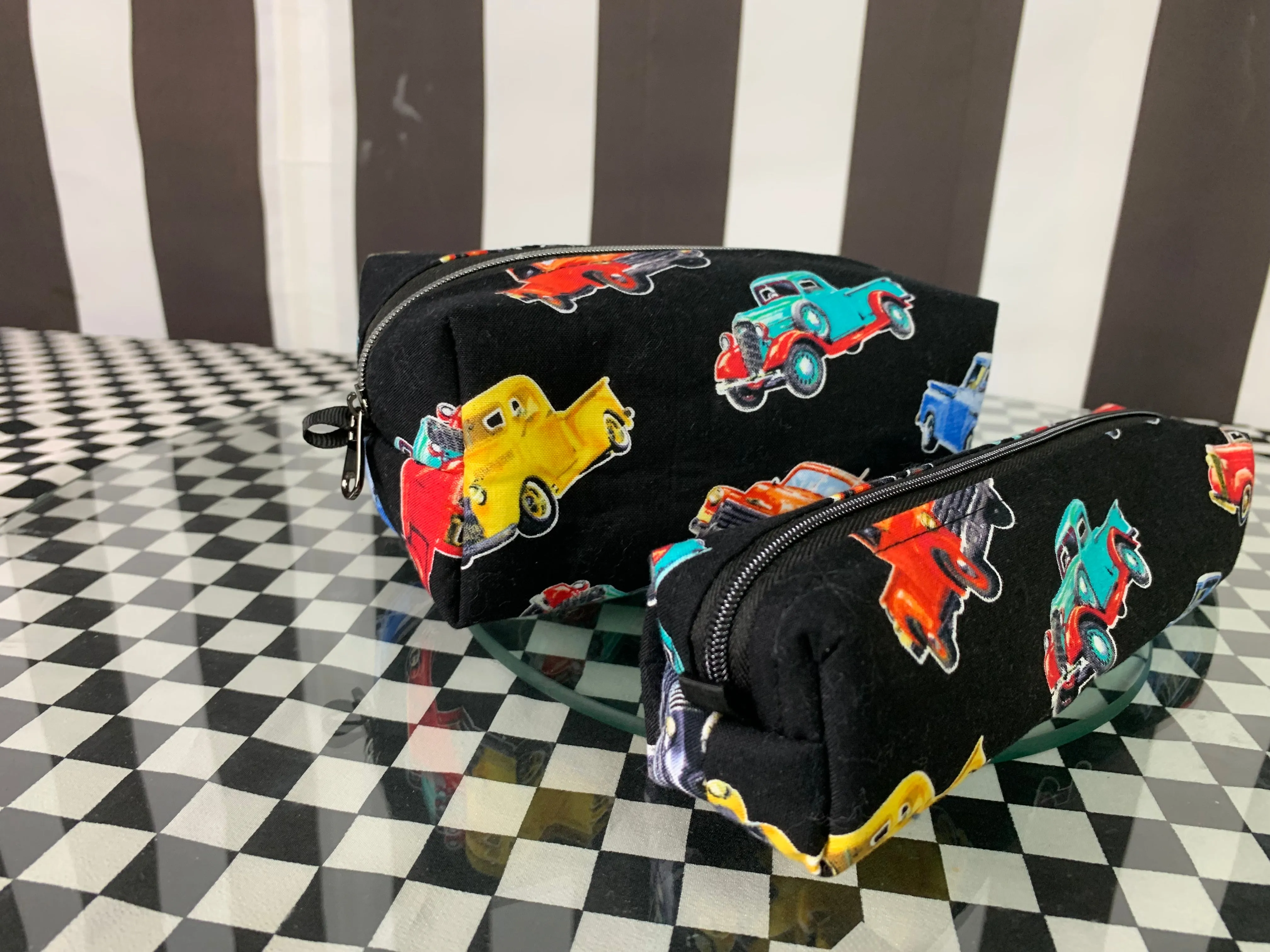 Classic cars pick ups boxy pencil case