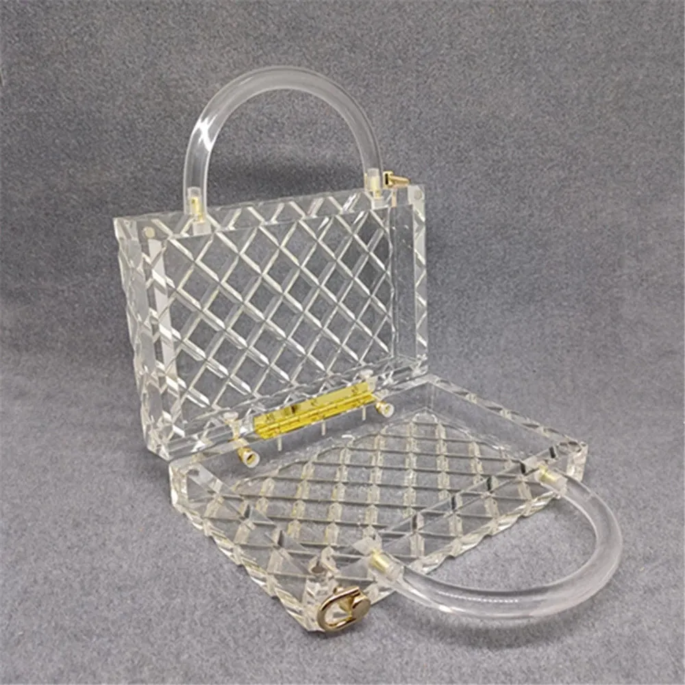 Clear Acrylic Box Evening Bag Women Summer Handle Clutch Purses