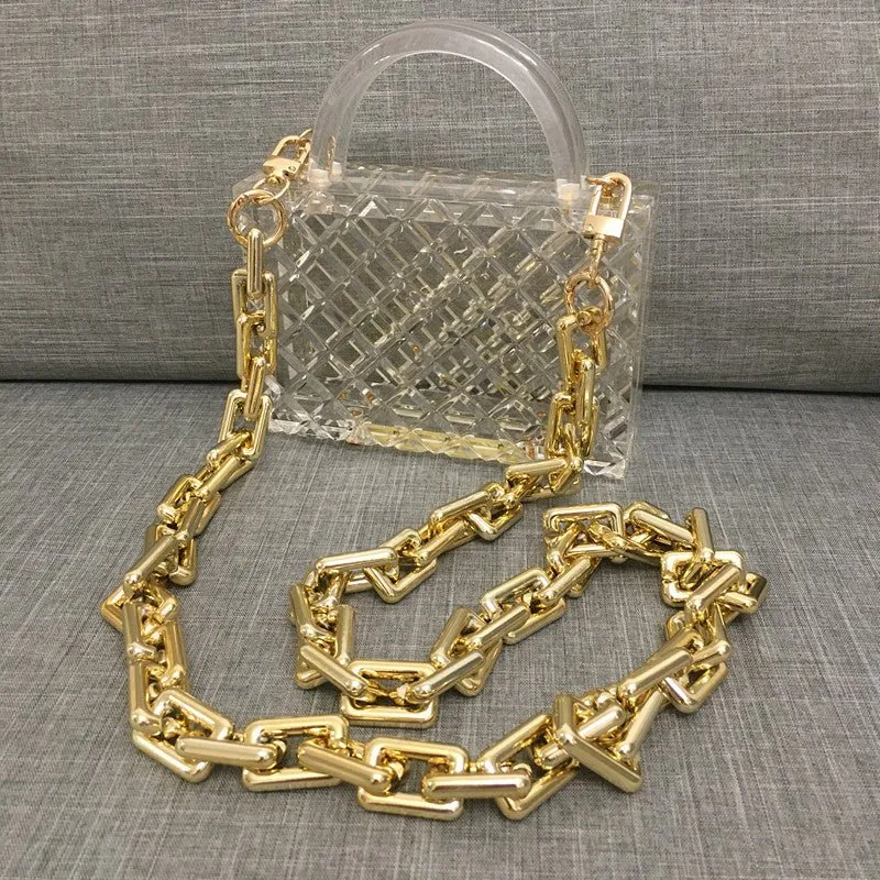 Clear Acrylic Box Evening Bag Women Summer Handle Clutch Purses