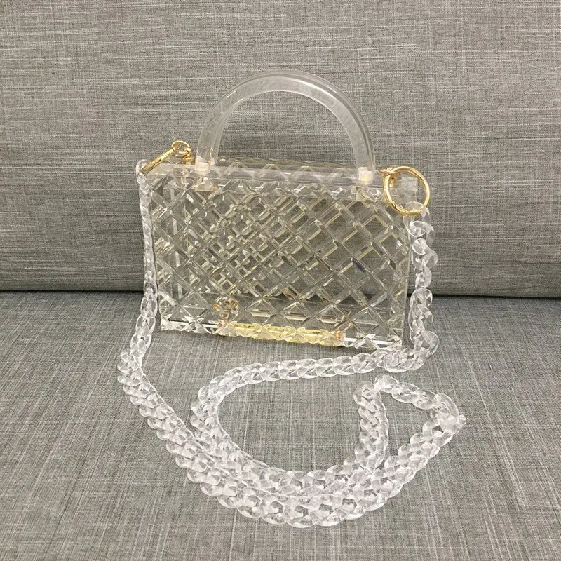 Clear Acrylic Box Evening Bag Women Summer Handle Clutch Purses