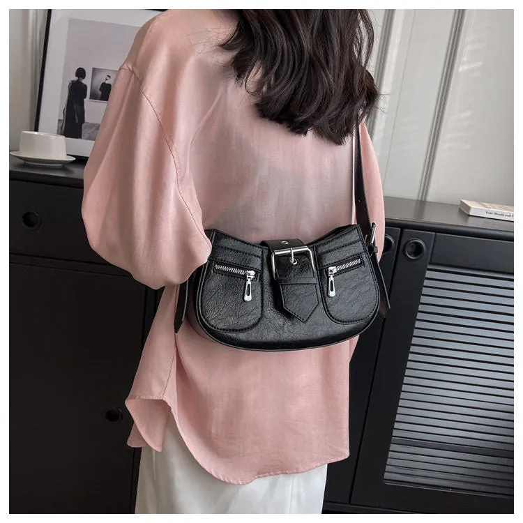 Cool Pu Leather Women&#39;s Small Handbag Fashion Shoulder Bag Ladies Evening Purse Vintage Female Crossbody Bag Underarm Bag