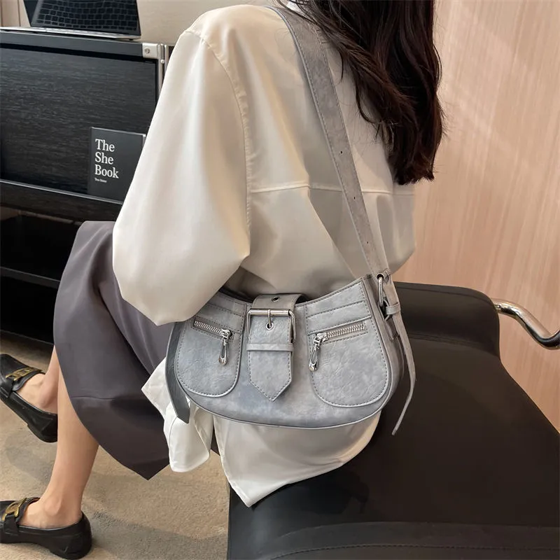 Cool Pu Leather Women&#39;s Small Handbag Fashion Shoulder Bag Ladies Evening Purse Vintage Female Crossbody Bag Underarm Bag