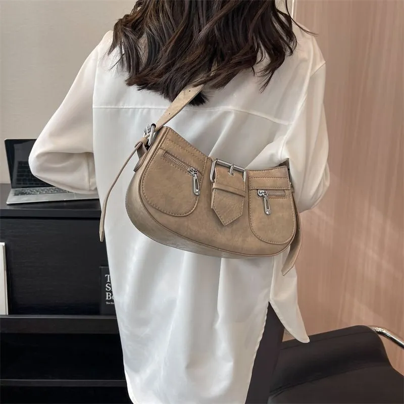 Cool Pu Leather Women&#39;s Small Handbag Fashion Shoulder Bag Ladies Evening Purse Vintage Female Crossbody Bag Underarm Bag