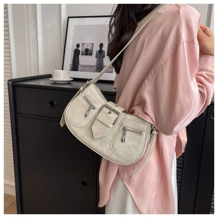 Cool Pu Leather Women&#39;s Small Handbag Fashion Shoulder Bag Ladies Evening Purse Vintage Female Crossbody Bag Underarm Bag