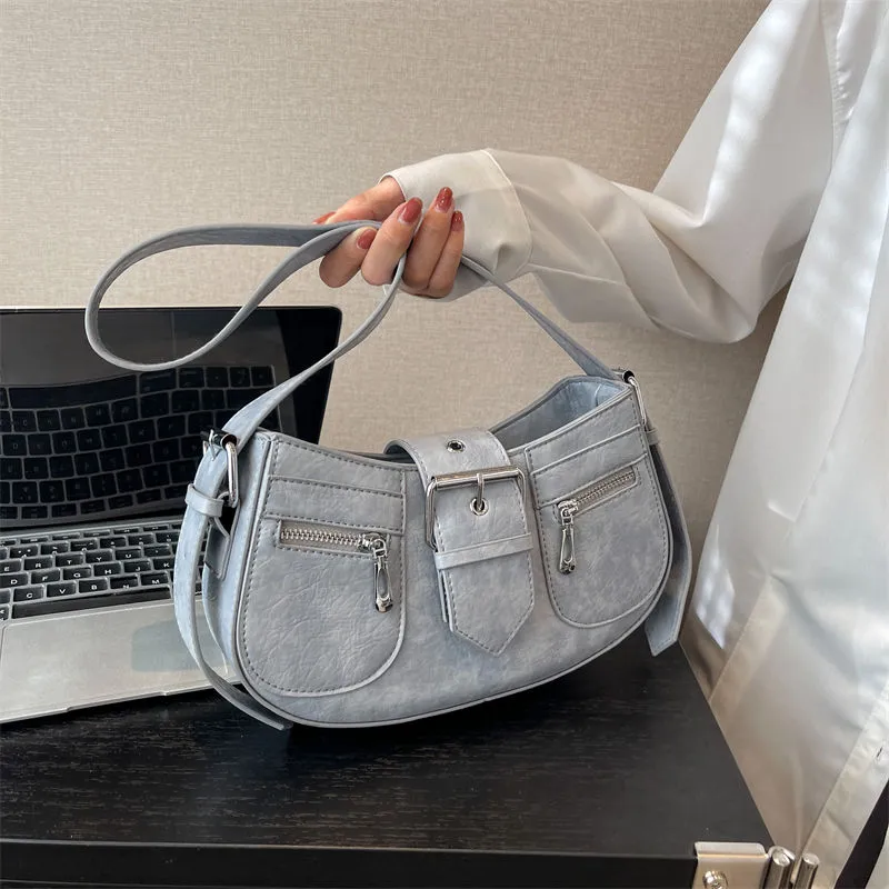Cool Pu Leather Women&#39;s Small Handbag Fashion Shoulder Bag Ladies Evening Purse Vintage Female Crossbody Bag Underarm Bag