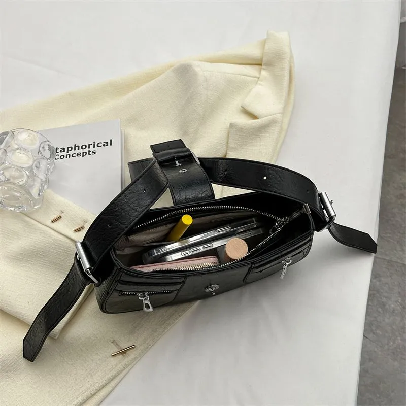 Cool Pu Leather Women&#39;s Small Handbag Fashion Shoulder Bag Ladies Evening Purse Vintage Female Crossbody Bag Underarm Bag