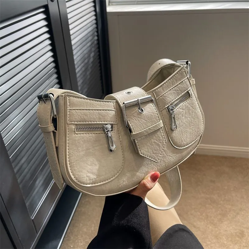 Cool Pu Leather Women&#39;s Small Handbag Fashion Shoulder Bag Ladies Evening Purse Vintage Female Crossbody Bag Underarm Bag