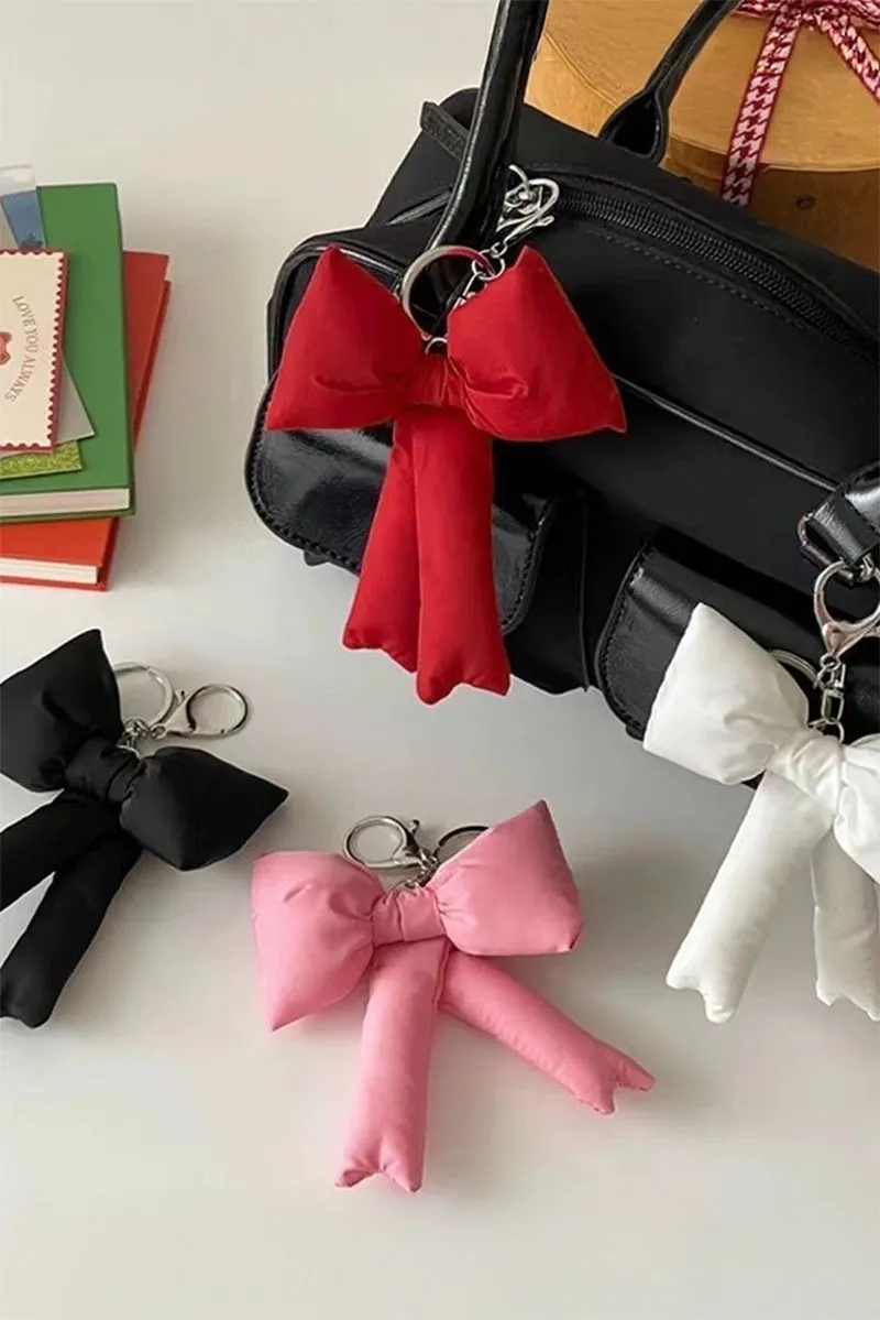 Coquette Crush Red Puffy Bow Keychain