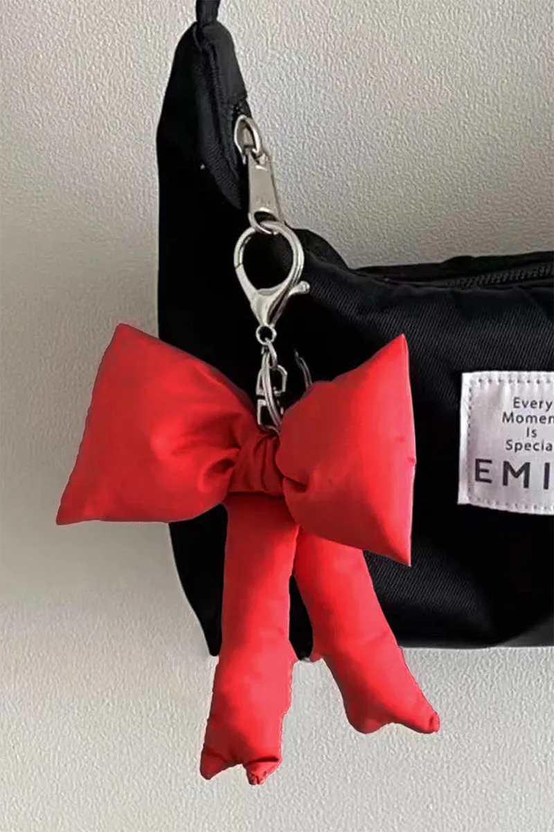 Coquette Crush Red Puffy Bow Keychain