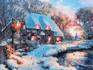 Craft Buddy Crystal Art Kit Winter Cottage 40 x 50cm Pre-Framed 5D Art Kit