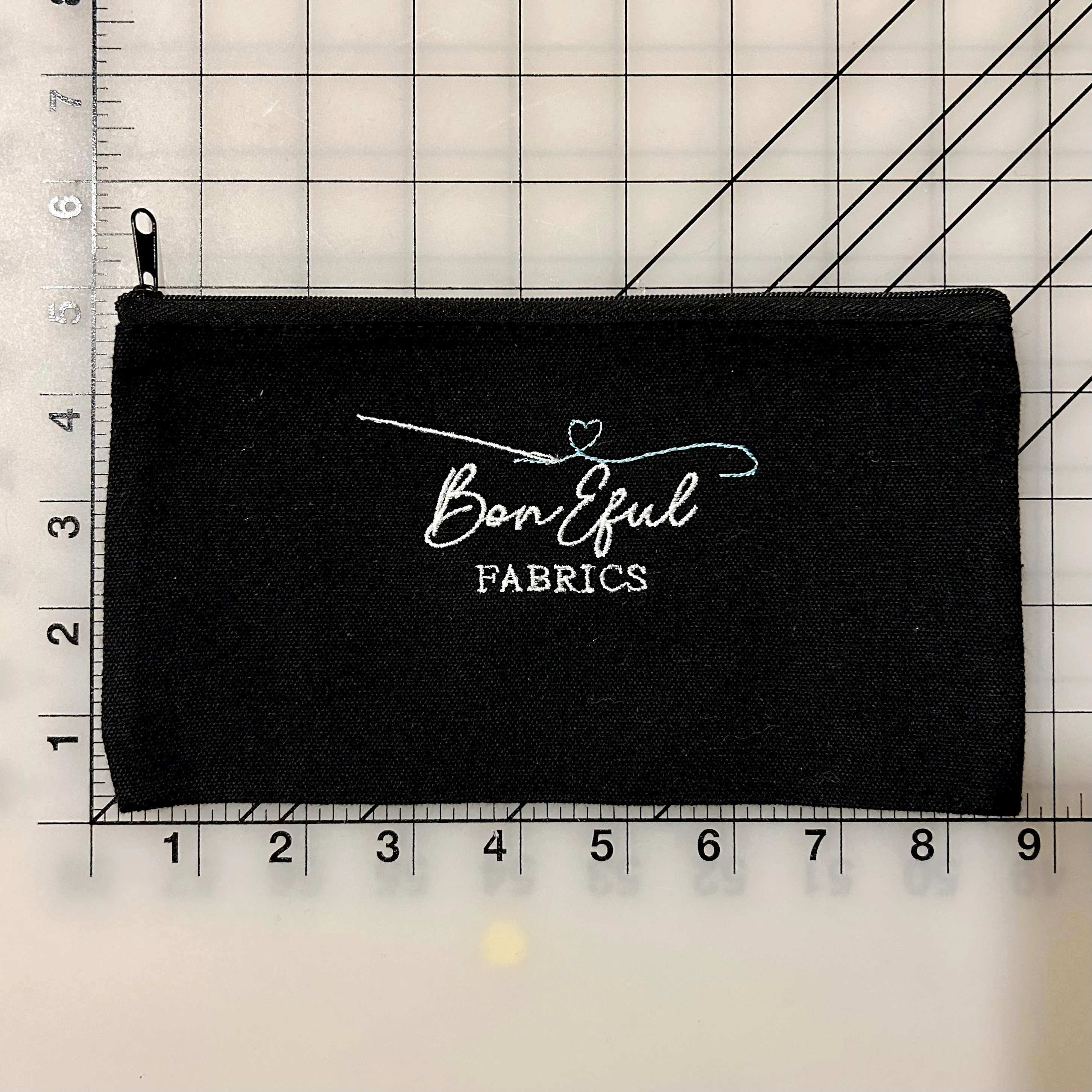 Custom Embroidered Black Zipper Pouch Bag BonEful Logo Signature