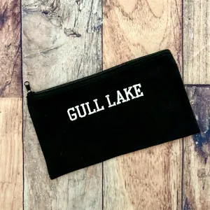 Custom Embroidered Black Zipper Pouch Bag Gull Lake