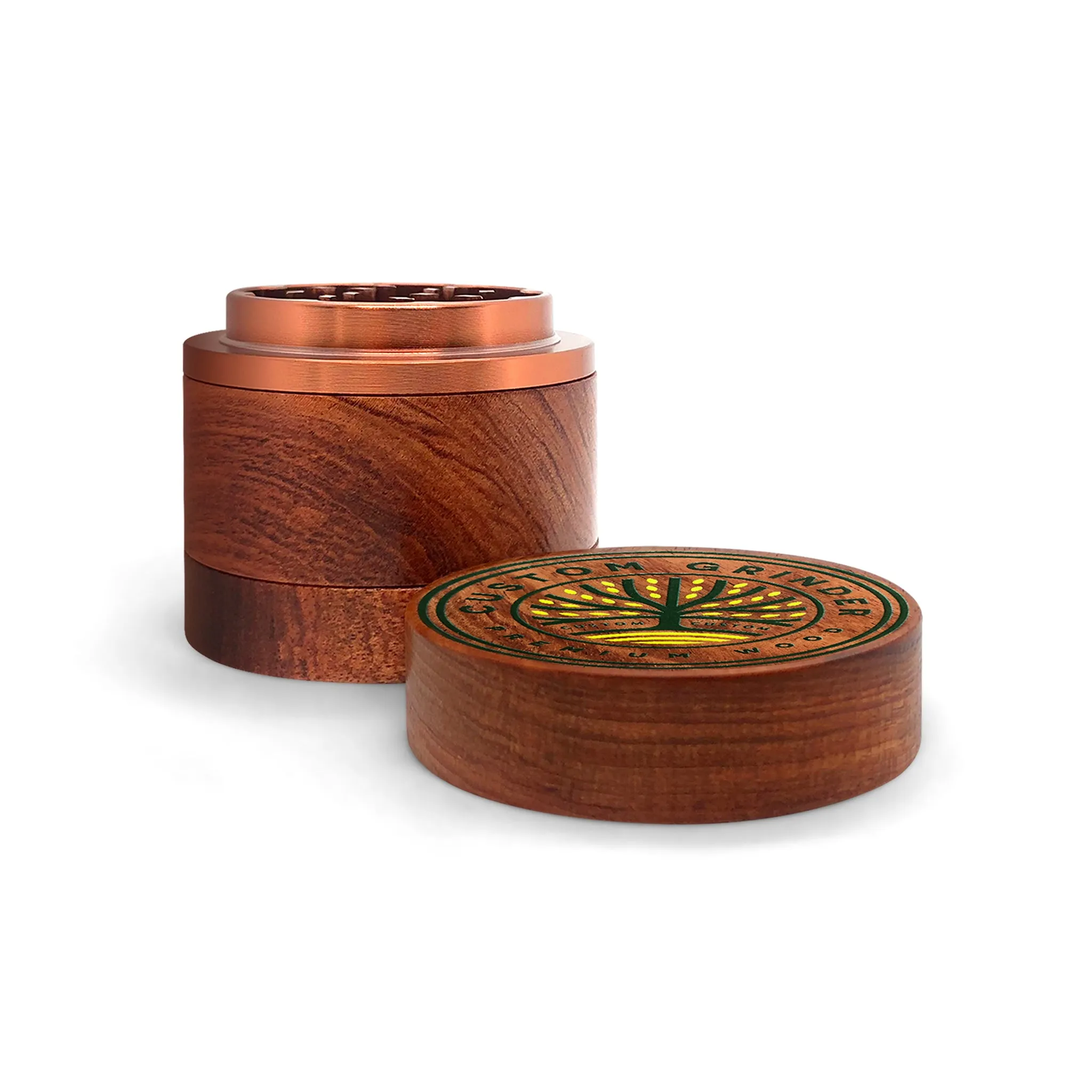 Custom Straight Line Wood In Rose Gold Metal Grinder